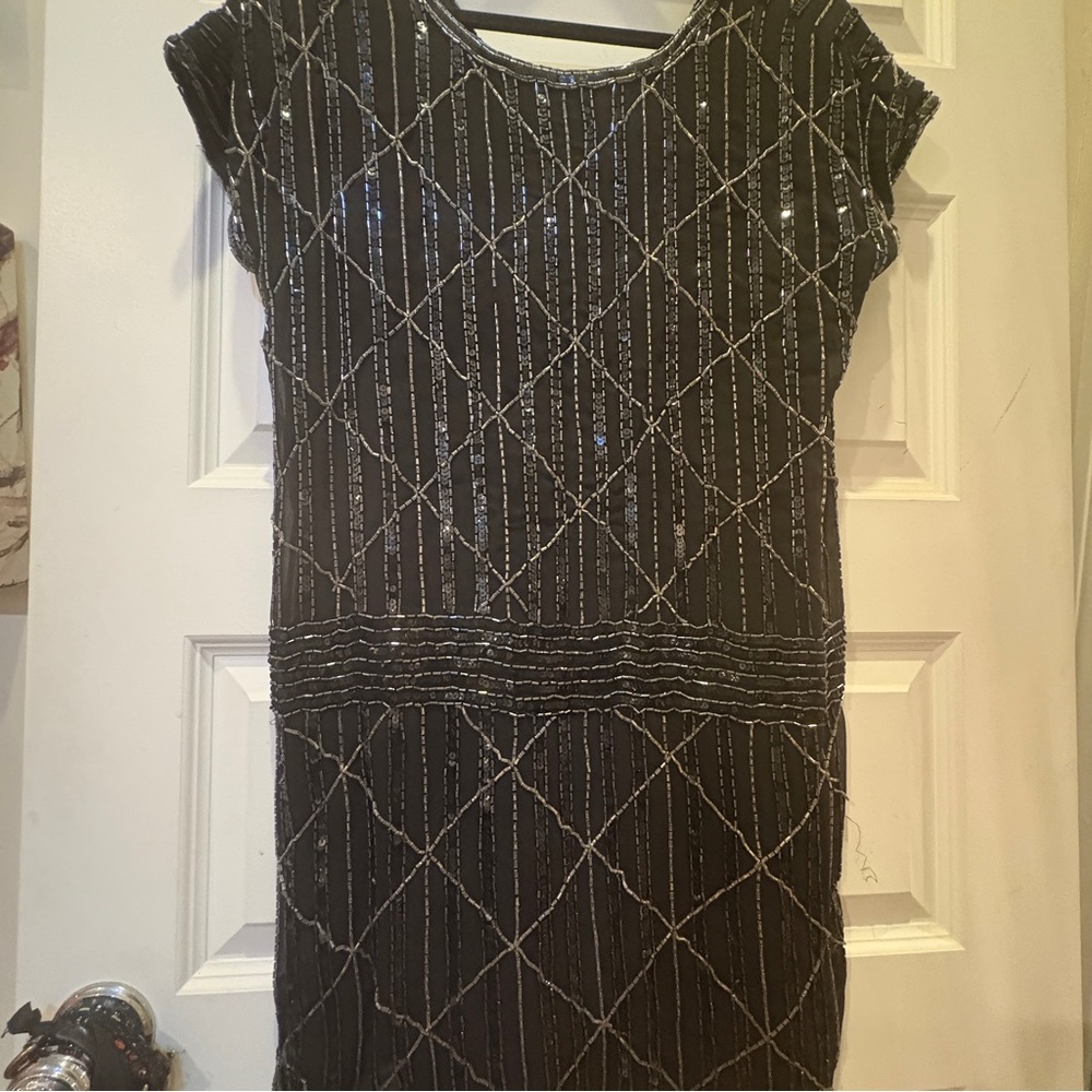 Navy blue sparkling beaded dress